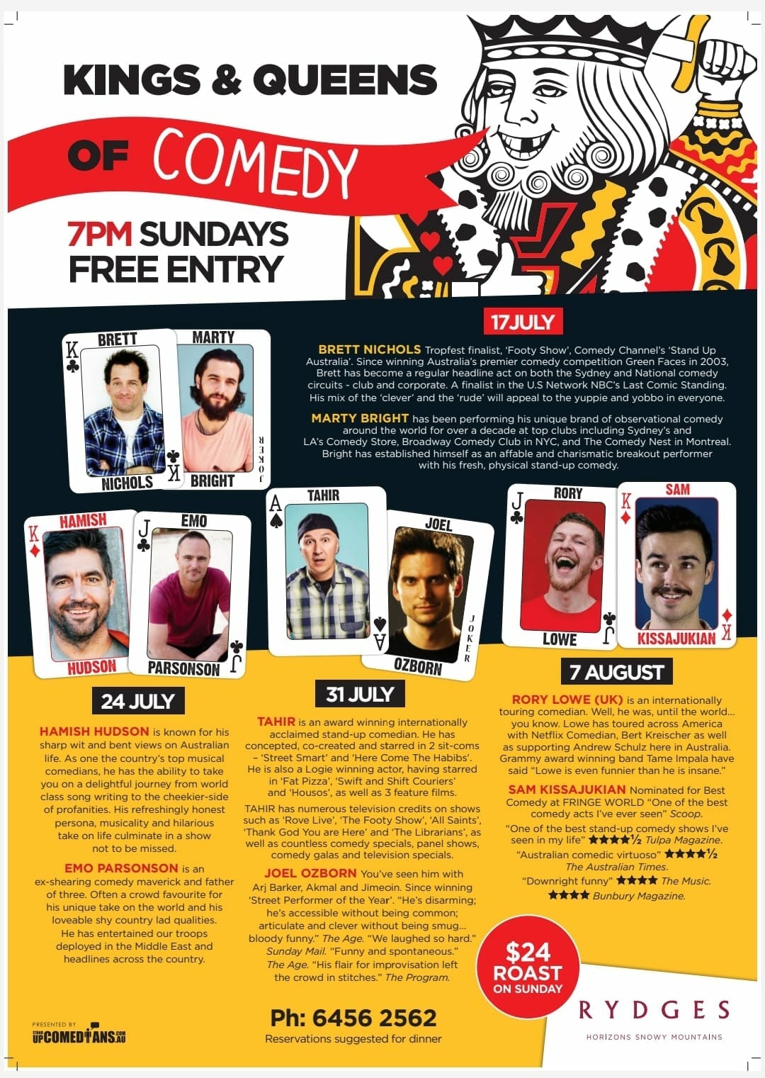 Kings & Queens of Comedy Rydges Jindabyne